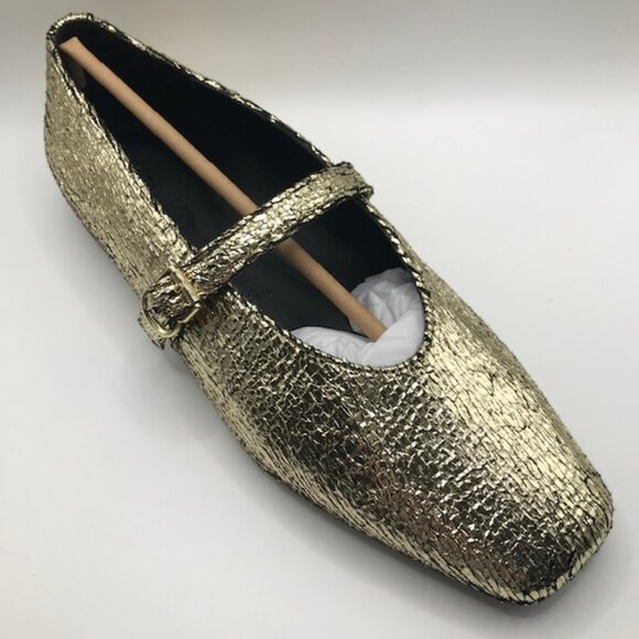 NWT Katy Perry Women's "The Evie" Gold Mary Jane Flats 10M - Picture 1 of 8